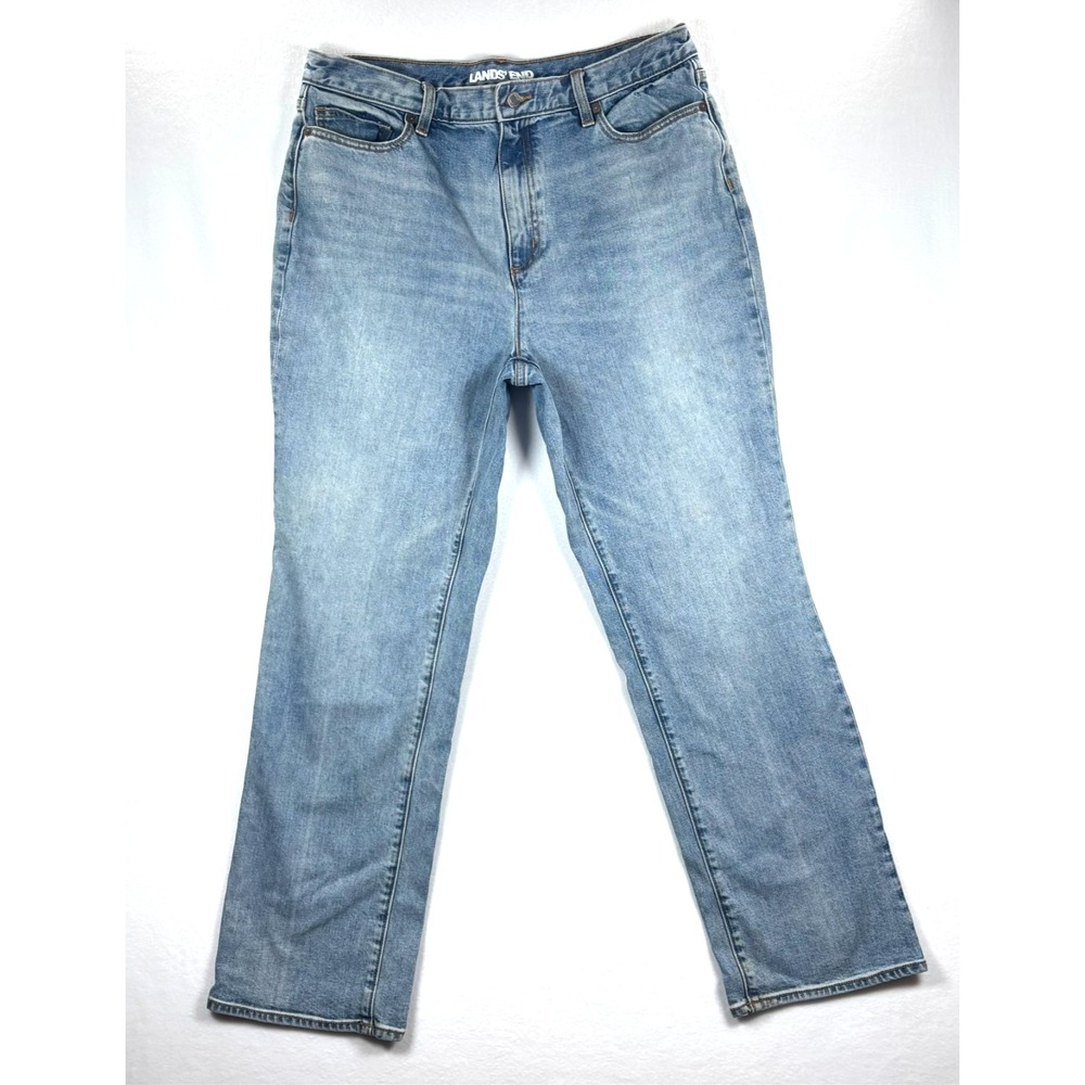 Lands End Womens‎ Light Wash Straight Leg Denim Jeans Size 10